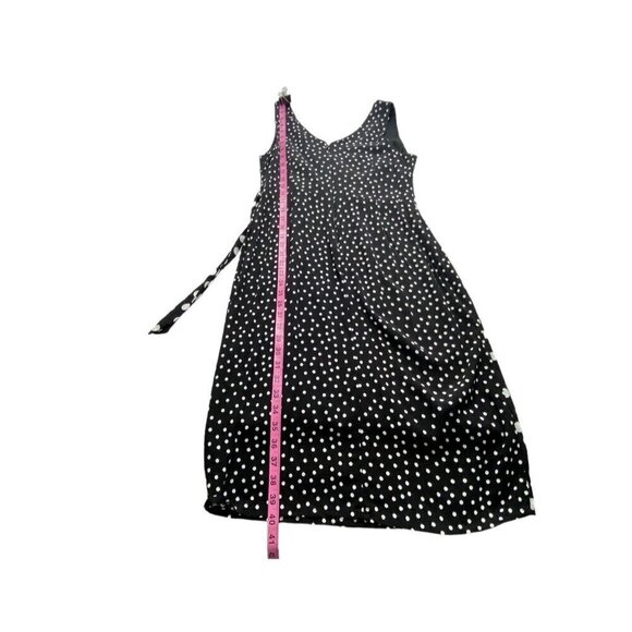 BRAVISSIMO Curvy Polka Dot Faux Wrap Dress V Neck Sleeveless Black White 10 - Picture 14 of 16